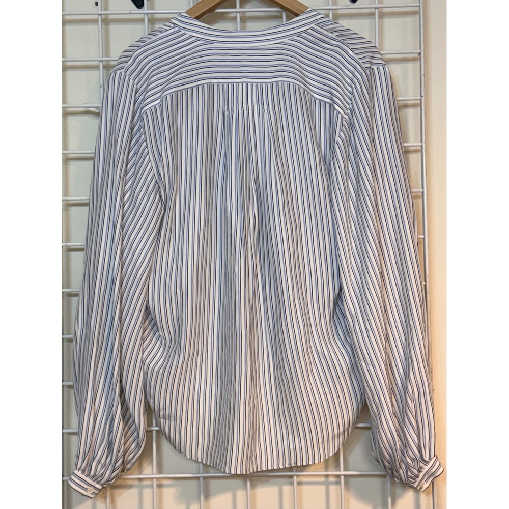 FRAME 100% Silk Women's Powder Multi Striped Popover Blouse Size large NWT - Picture 3 of 7